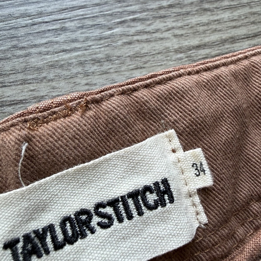 Taylor Stitch Men's Morse Pant Mid Rise Straight Leg Mahogany Slub 34 Chino - Picture 5 of 9